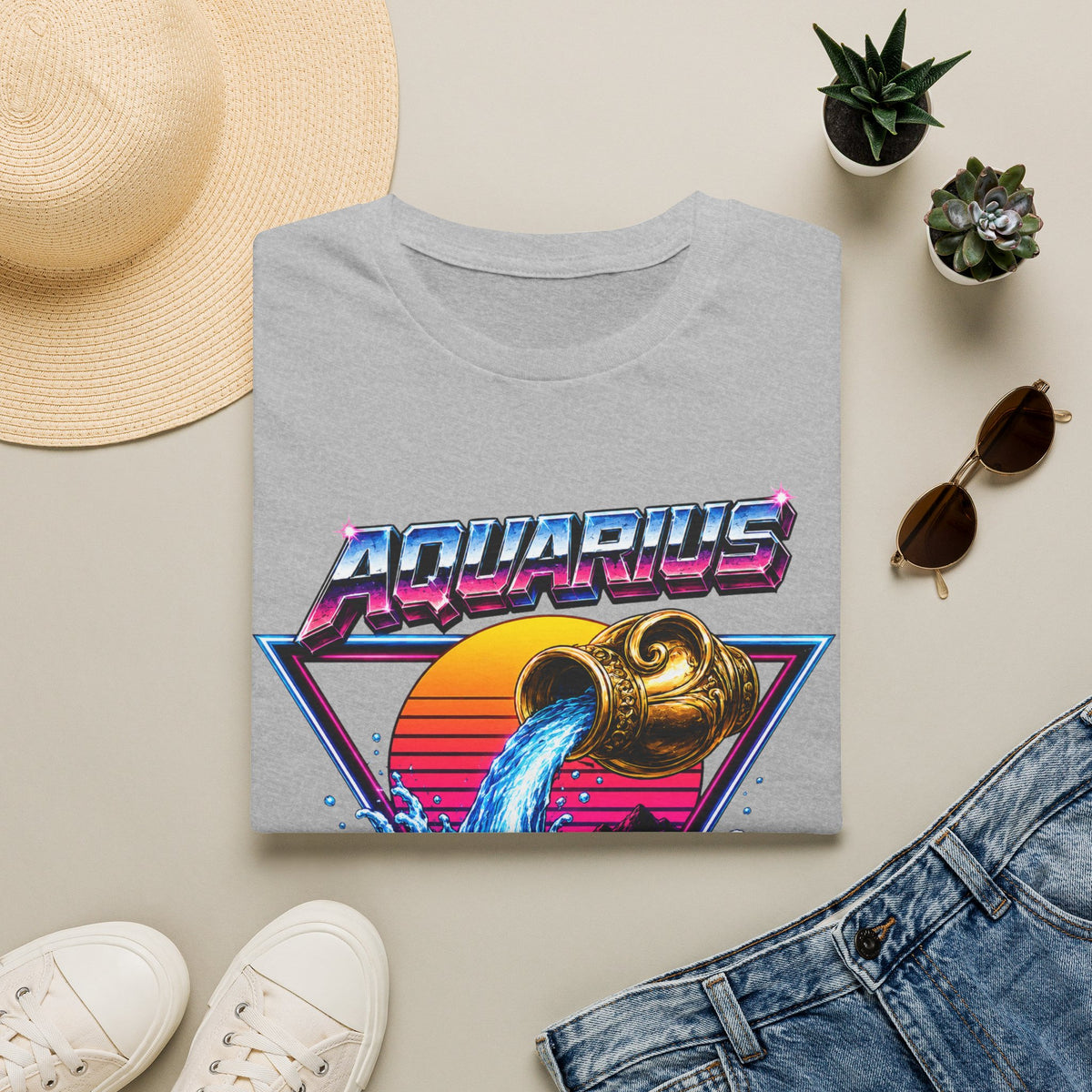 Aquarius Zodiac T‑Shirt — Retro Water Bearer Horoscope Tee