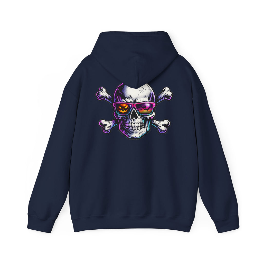 Skull & Crossbones Hoodie — Neon Sunglasses Pirate Skull Pullover
