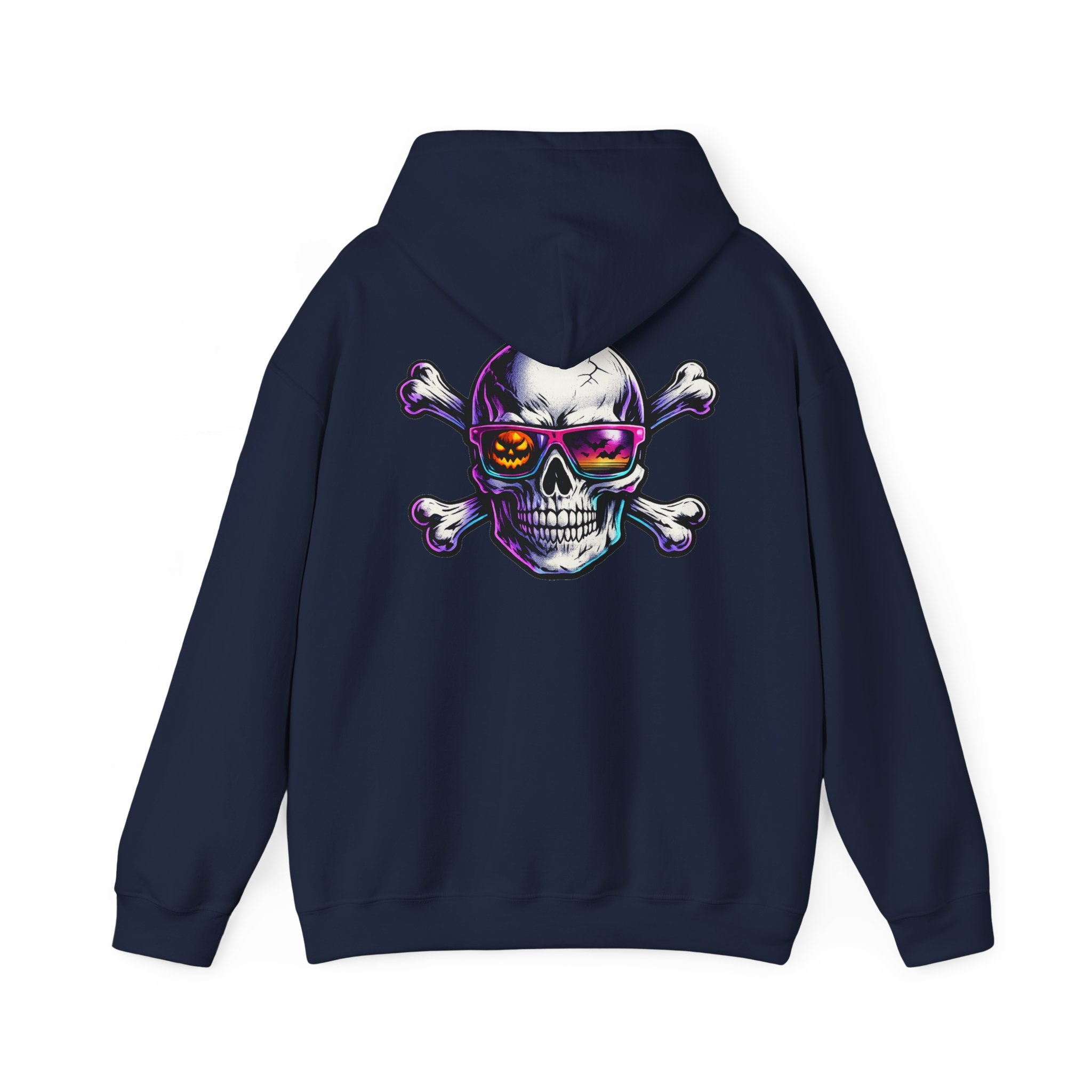 Skull & Crossbones Hoodie — Neon Sunglasses Pirate Skull Pullover