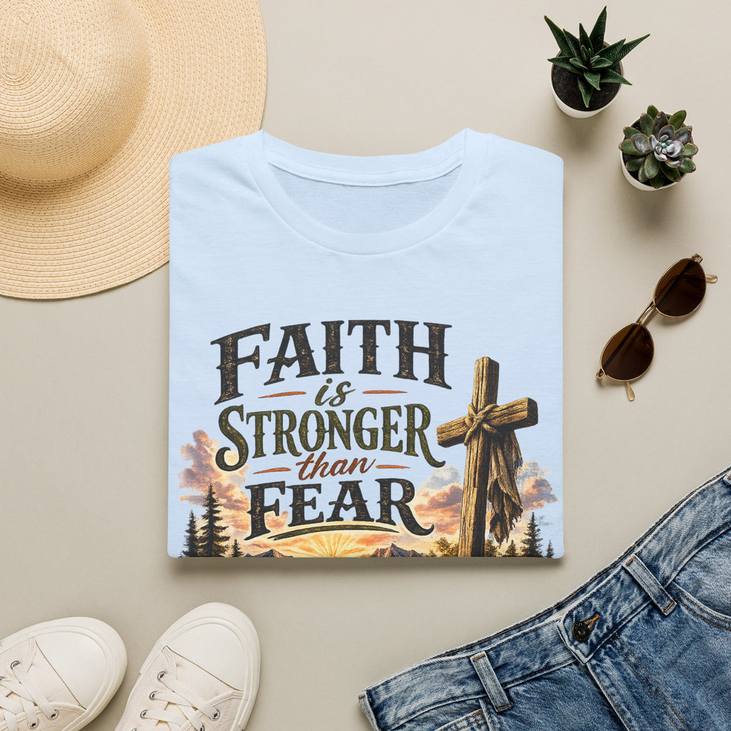 Faith Is Stronger Than Fear T-Shirt — Christian Cross Inspirational Tee