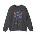 Neon Dragonfly Crewneck Sweatshirt — Rainbow Cyberpunk Kitty Graphic