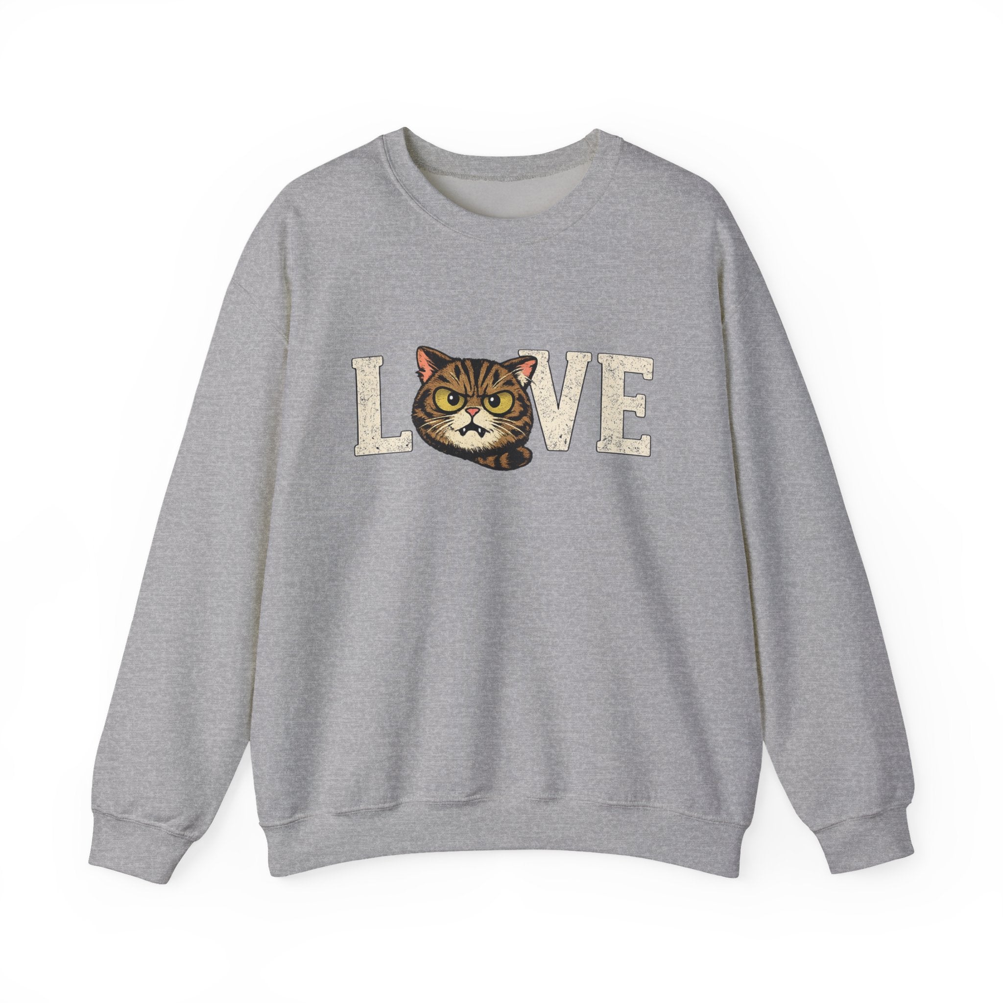 Cat Love Sweatshirt — Vintage Tabby Kitty Crewneck