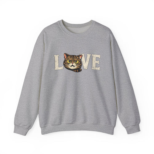 Cat Love Sweatshirt — Vintage Tabby Kitty Crewneck
