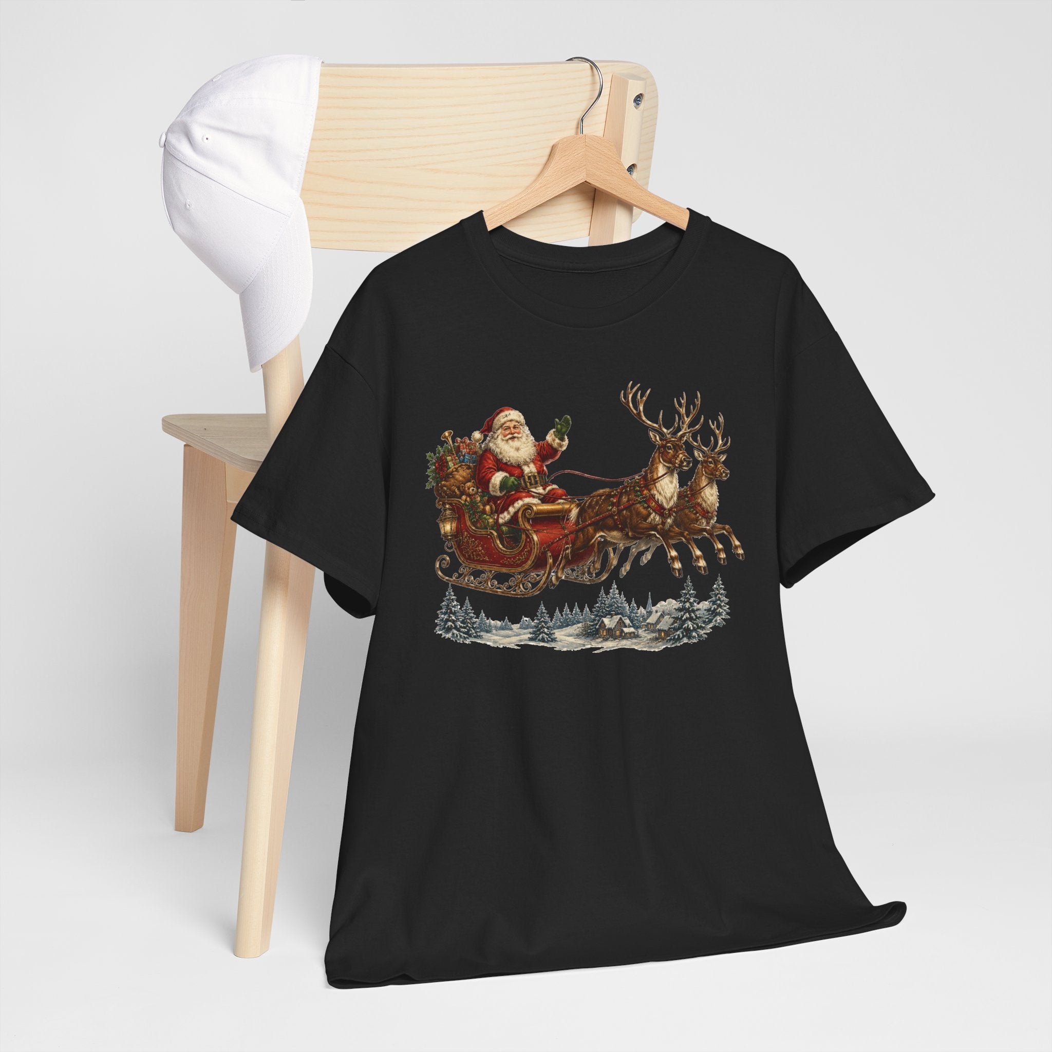 Santa Sleigh Christmas Tee — Vintage Holiday T-Shirt