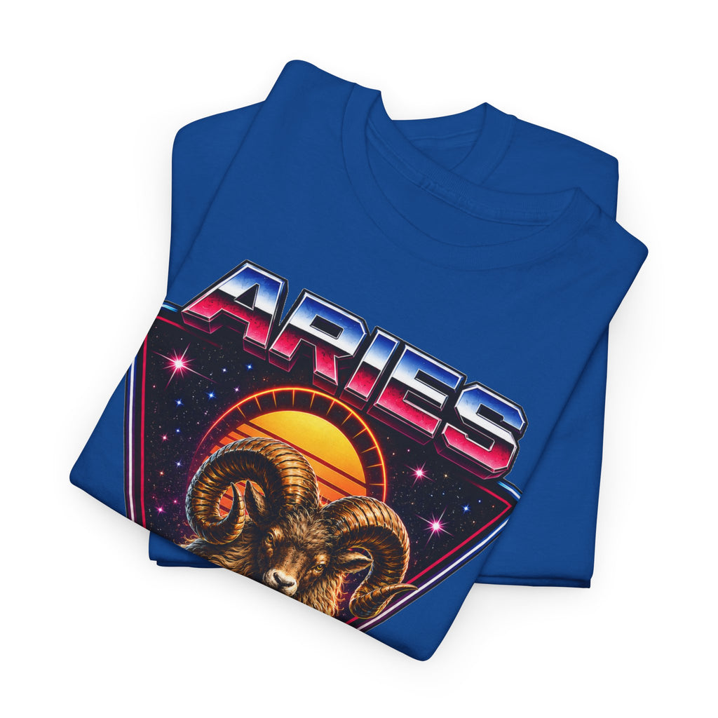 Aries Zodiac Tee — Retro 80s style Ram Astrology T-Shirt