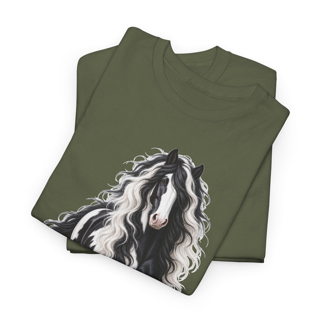 Gypsy Vanner Horse T-Shirt — Artistic Black & White Draft Horse Tee