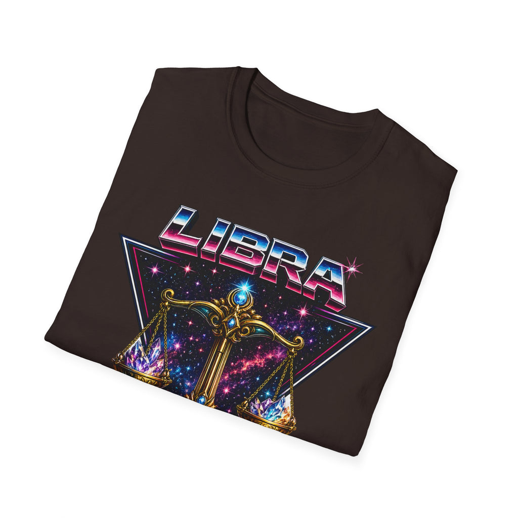 Libra Zodiac T-Shirt — Retro Neon Scales Astrology Tee