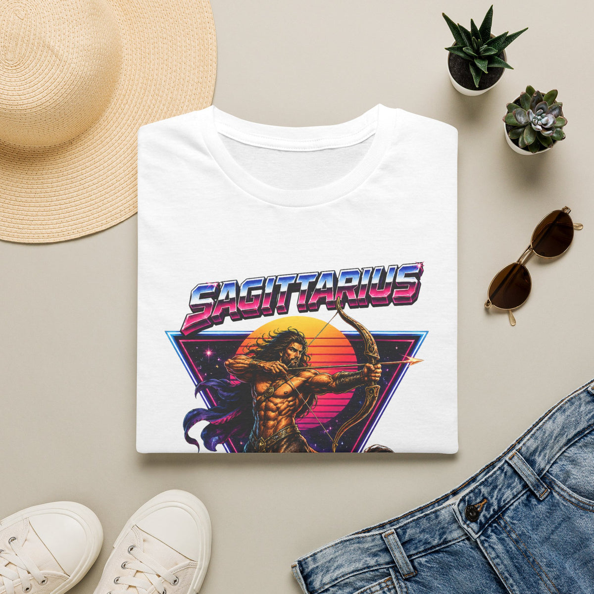 Sagittarius Archer T-Shirt — Retro Neon Zodiac Tee