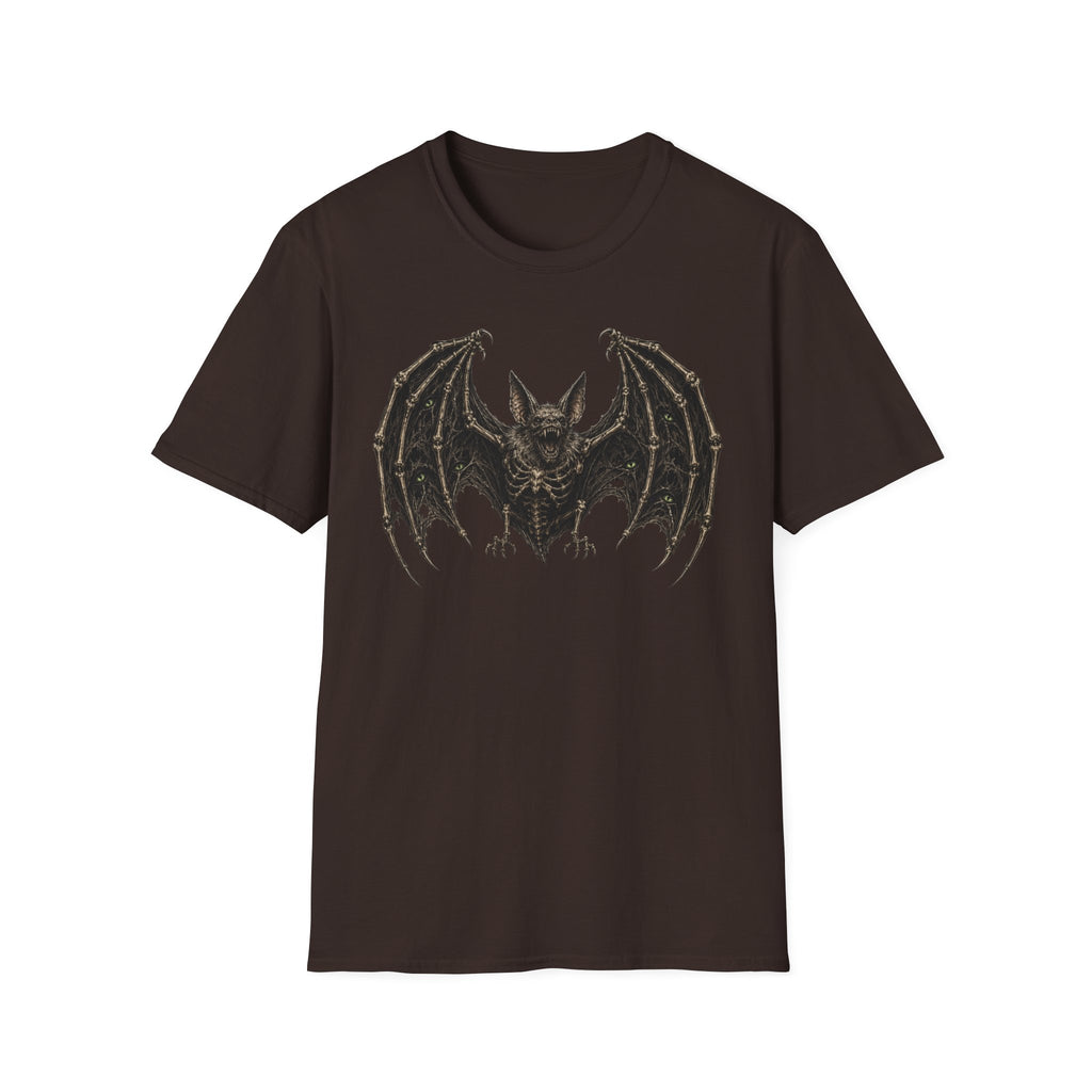Gothic Skeletal Bat Graphic T-Shirt