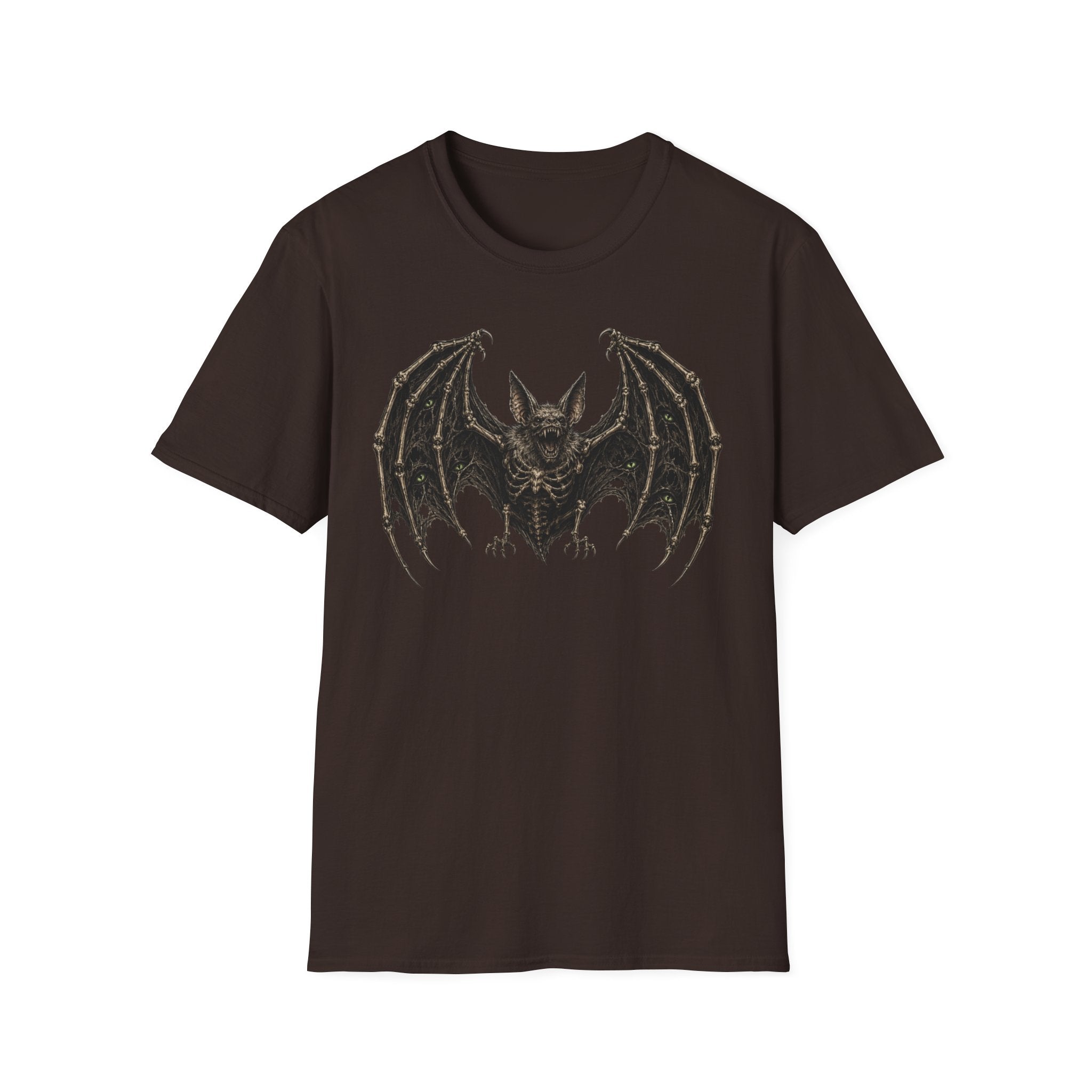 Gothic Skeletal Bat Graphic T-Shirt