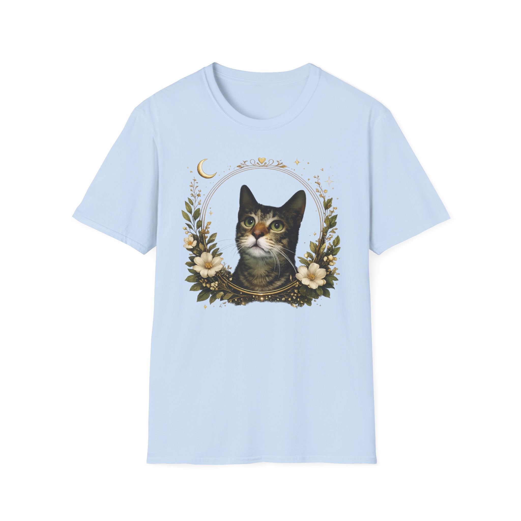 Cat Portrait T-Shirt – Vintage Floral Tabby Tee