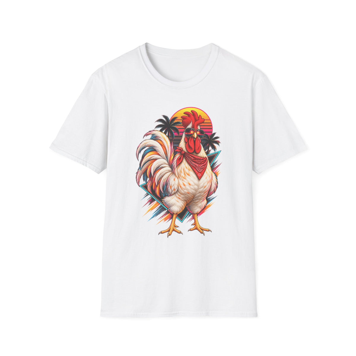Rooster Sunset T-Shirt — Tropical Rooster Graphic Tee