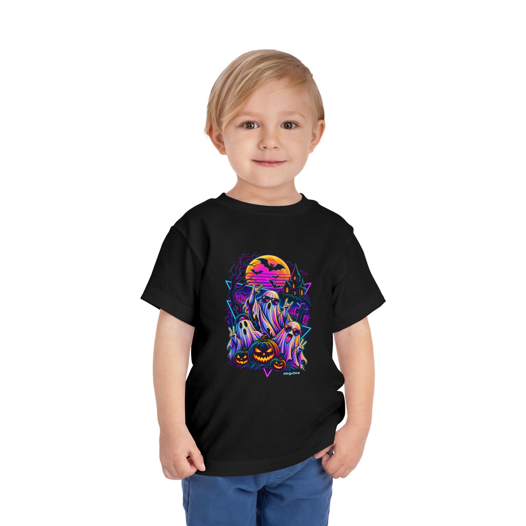 Toddler Tee — Neon Retro Ghosts Halloween Design