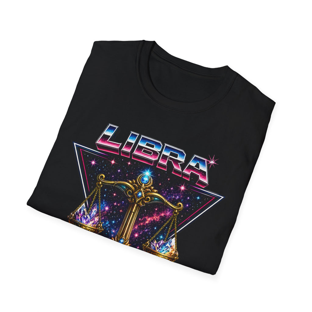 Libra Zodiac T-Shirt — Retro Neon Scales Astrology Tee