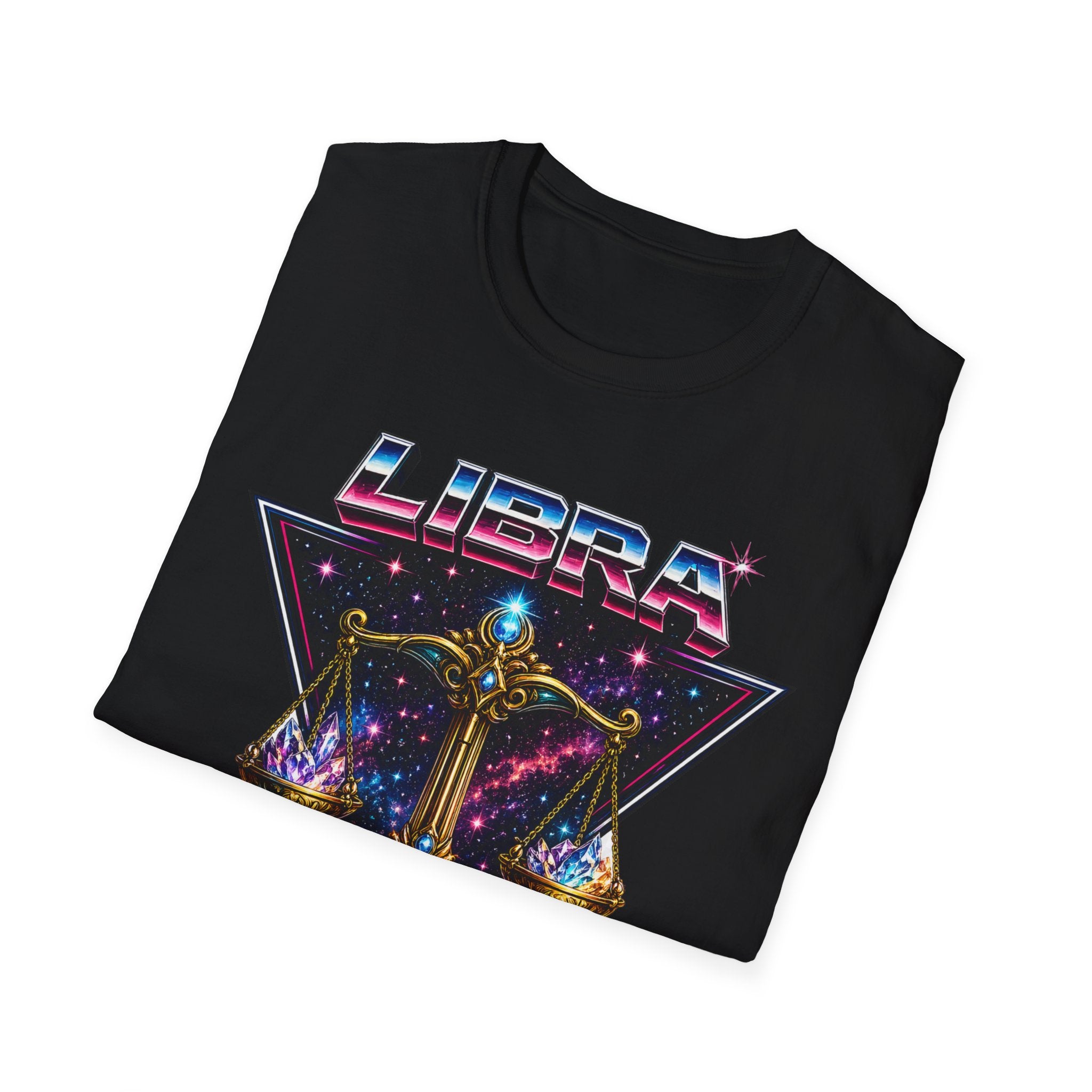 Libra Zodiac T-Shirt — Retro Neon Scales Astrology Tee