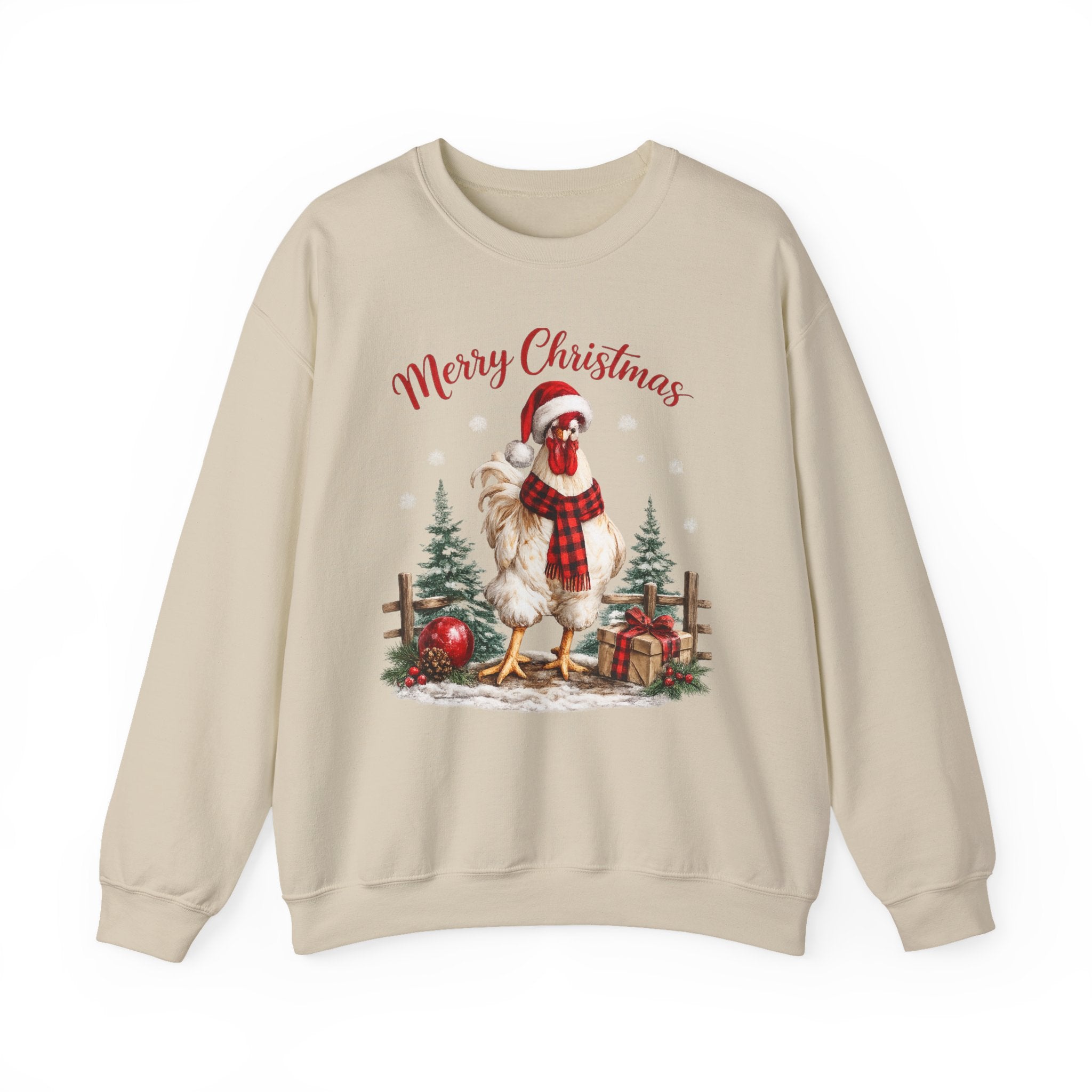 Christmas Rooster Sweatshirt - 'Merry Christmas' Festive Holiday Crewneck