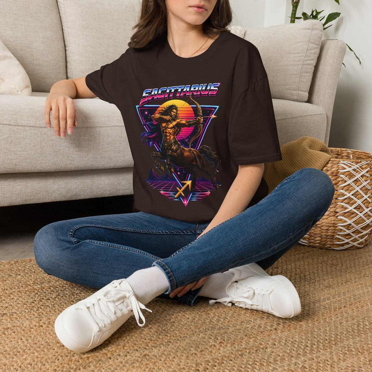 Sagittarius Archer T-Shirt — Retro Neon Zodiac Tee