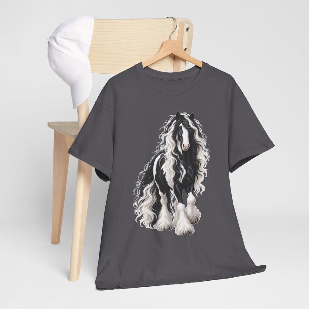 Gypsy Vanner Horse T-Shirt — Artistic Black & White Draft Horse Tee