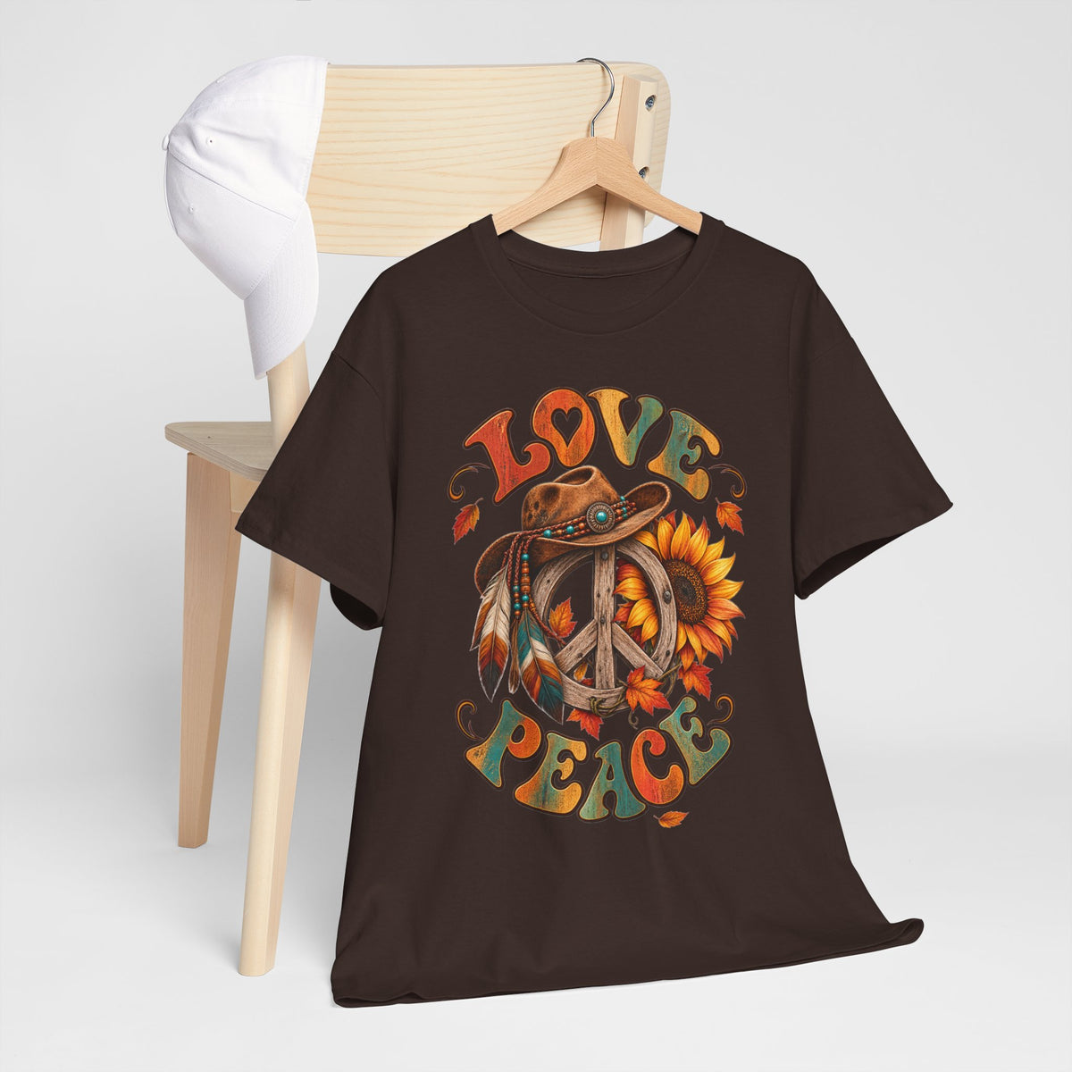 Love & Peace Retro Sunflower Boho Graphic Tee