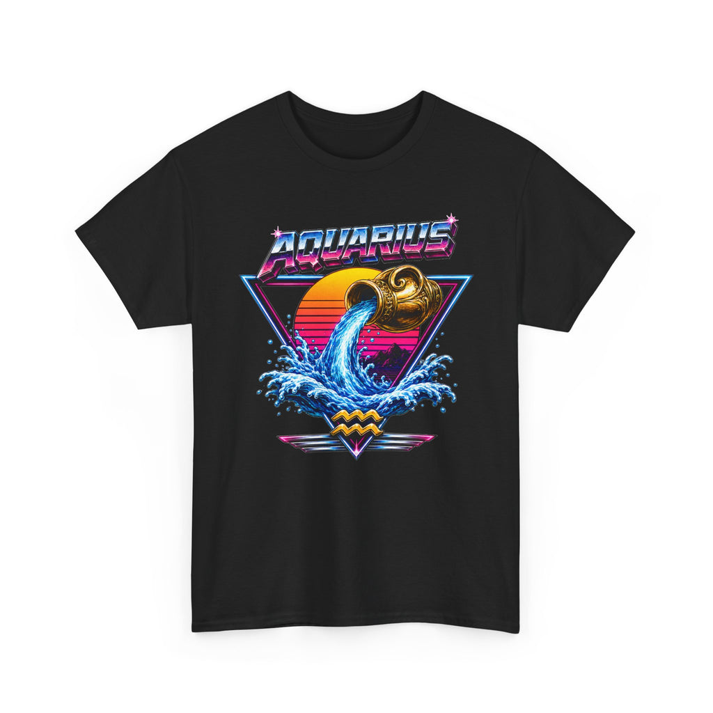 Aquarius Zodiac Tee — Retro Wave Astrological T-Shirt