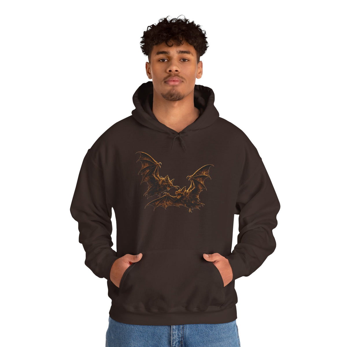 Bat Silhouette Hoodie – Fiery Gothic Bat Graphic Pullover