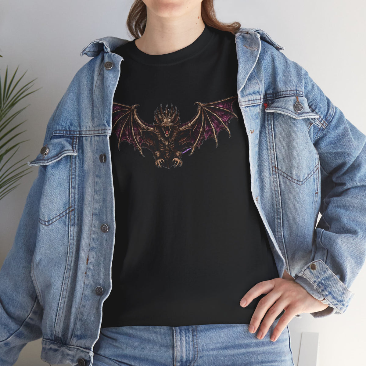 Gothic Flying Bat Tee - Dark Vampire Night Graphic Shirt