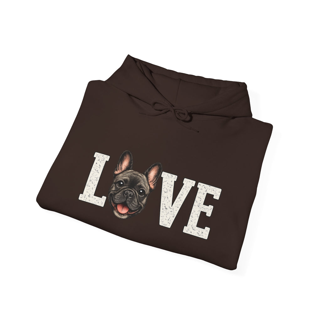 French Bulldog LOVE Hoodie — Cute Dog Lover Pullover for Pet Owners