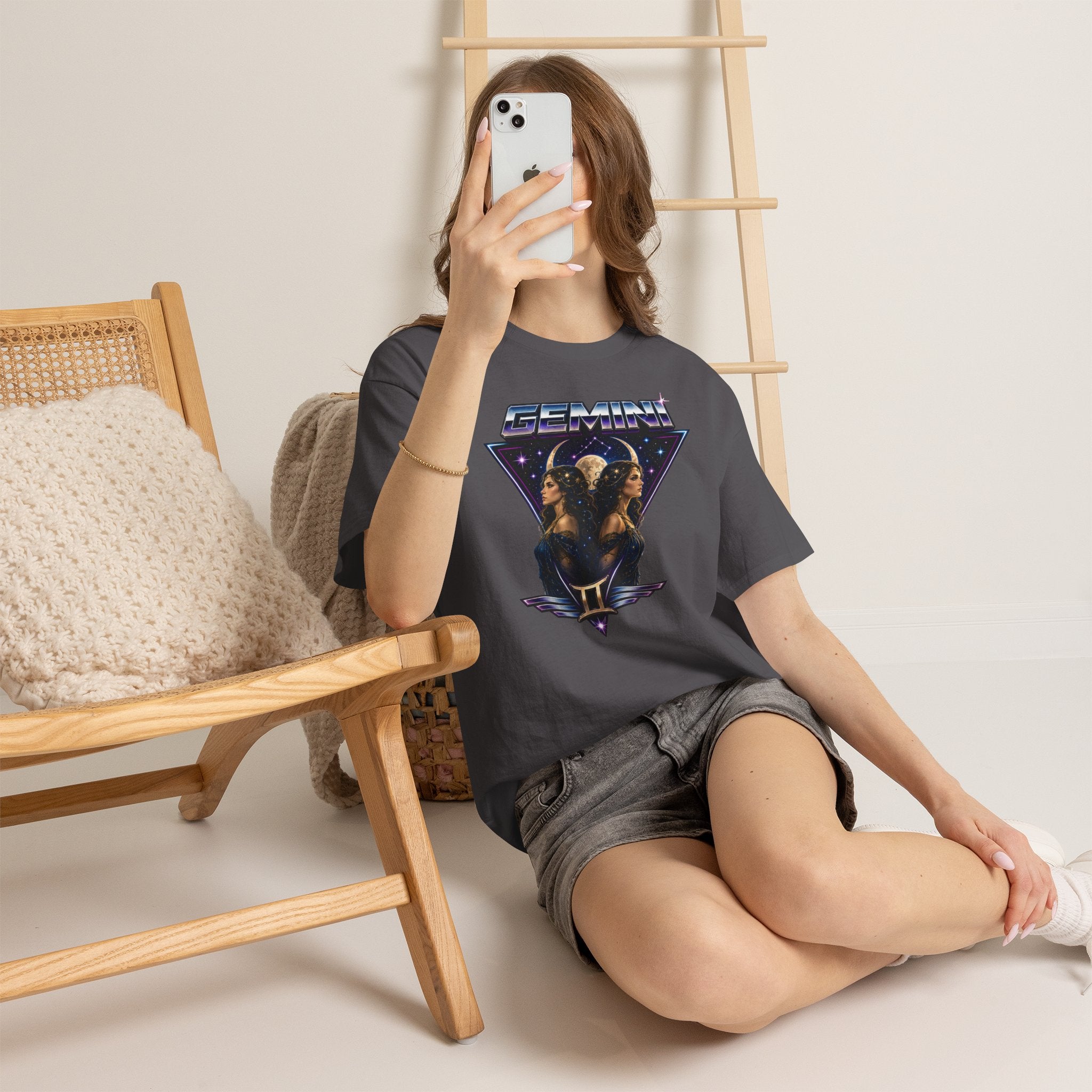 Gemini Zodiac Tee — Retro Twin Goddess Astrology T-Shirt