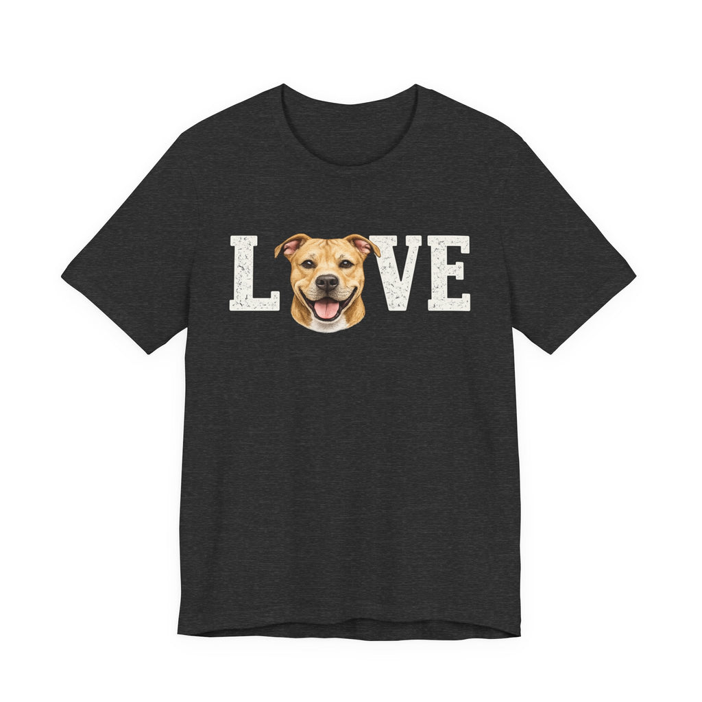 Pit Bull Love T-Shirt — 'LOVE' with Happy Puppy Face Tee