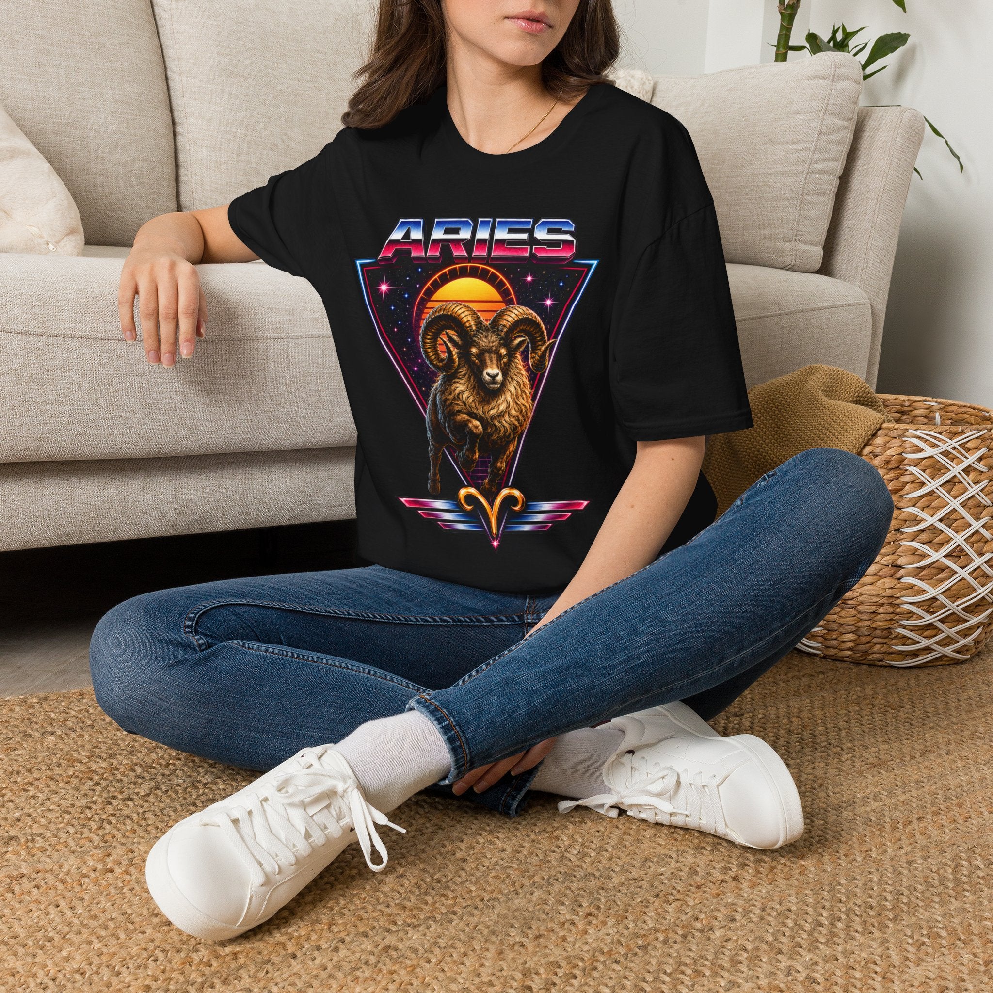 Aries 80s style Zodiac T-Shirt — Retro Ram Graphic Tee