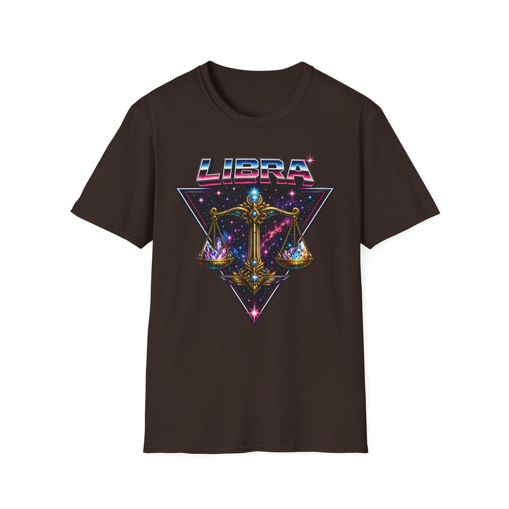 Libra Zodiac T-Shirt — Retro Neon Scales Astrology Tee