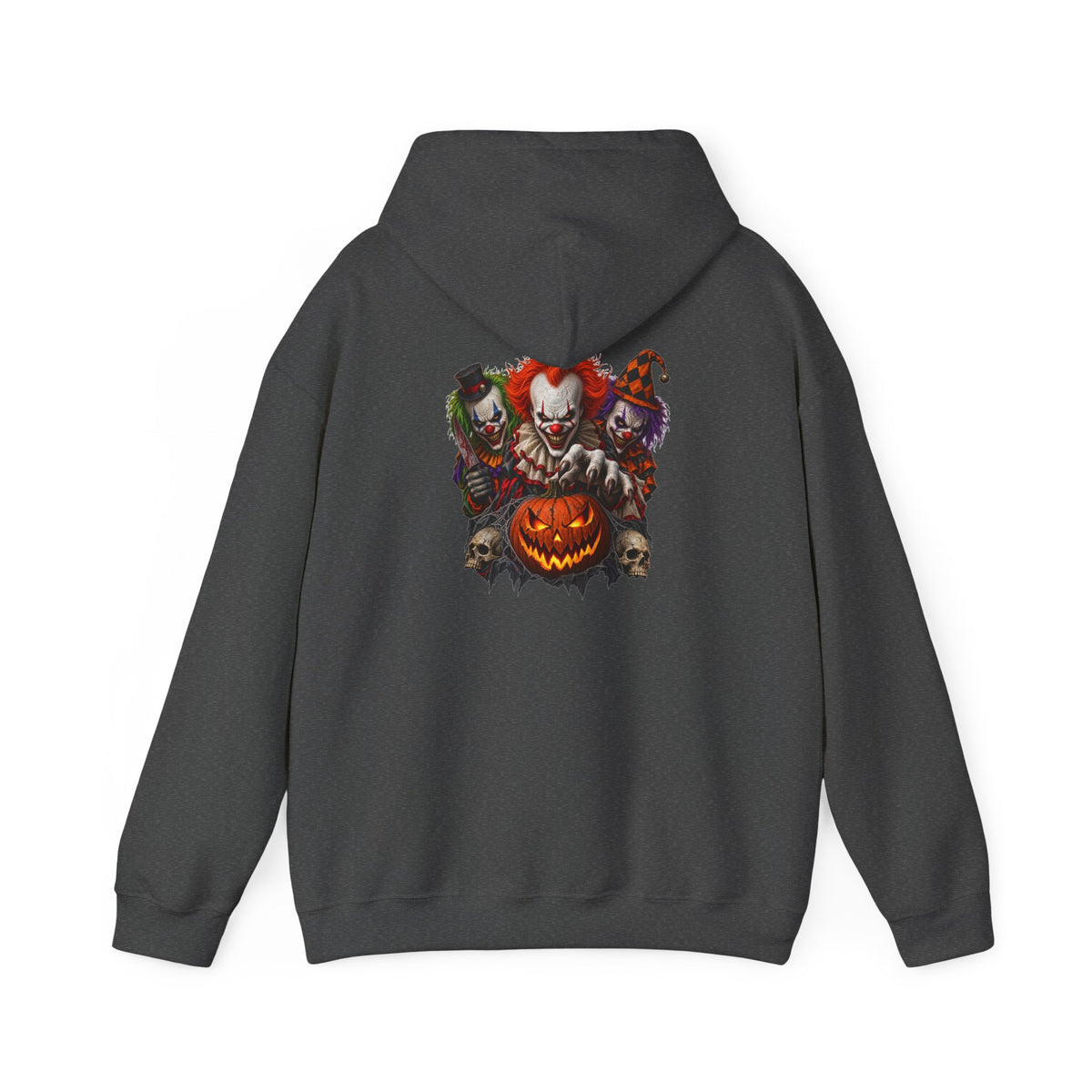 Horror Clown Halloween Hoodie — Scary Pumpkin & Clown tiol Back Graphic