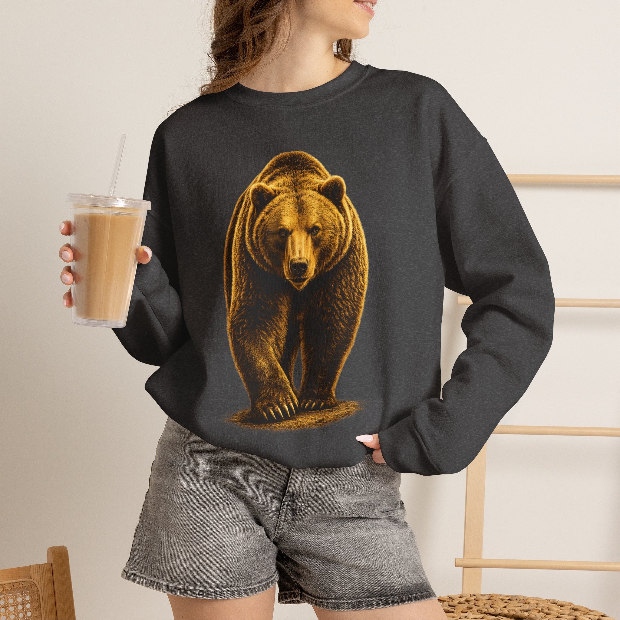 Grizzly Bear Crewneck Sweatshirt — Vintage Wildlife Graphic