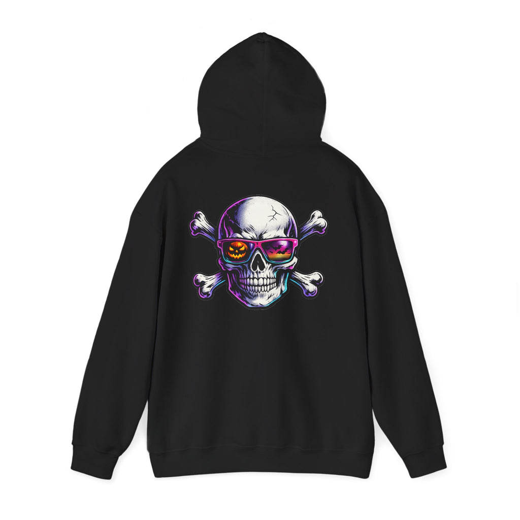 Skull & Crossbones Hoodie — Neon Sunglasses Pirate Skull Pullover