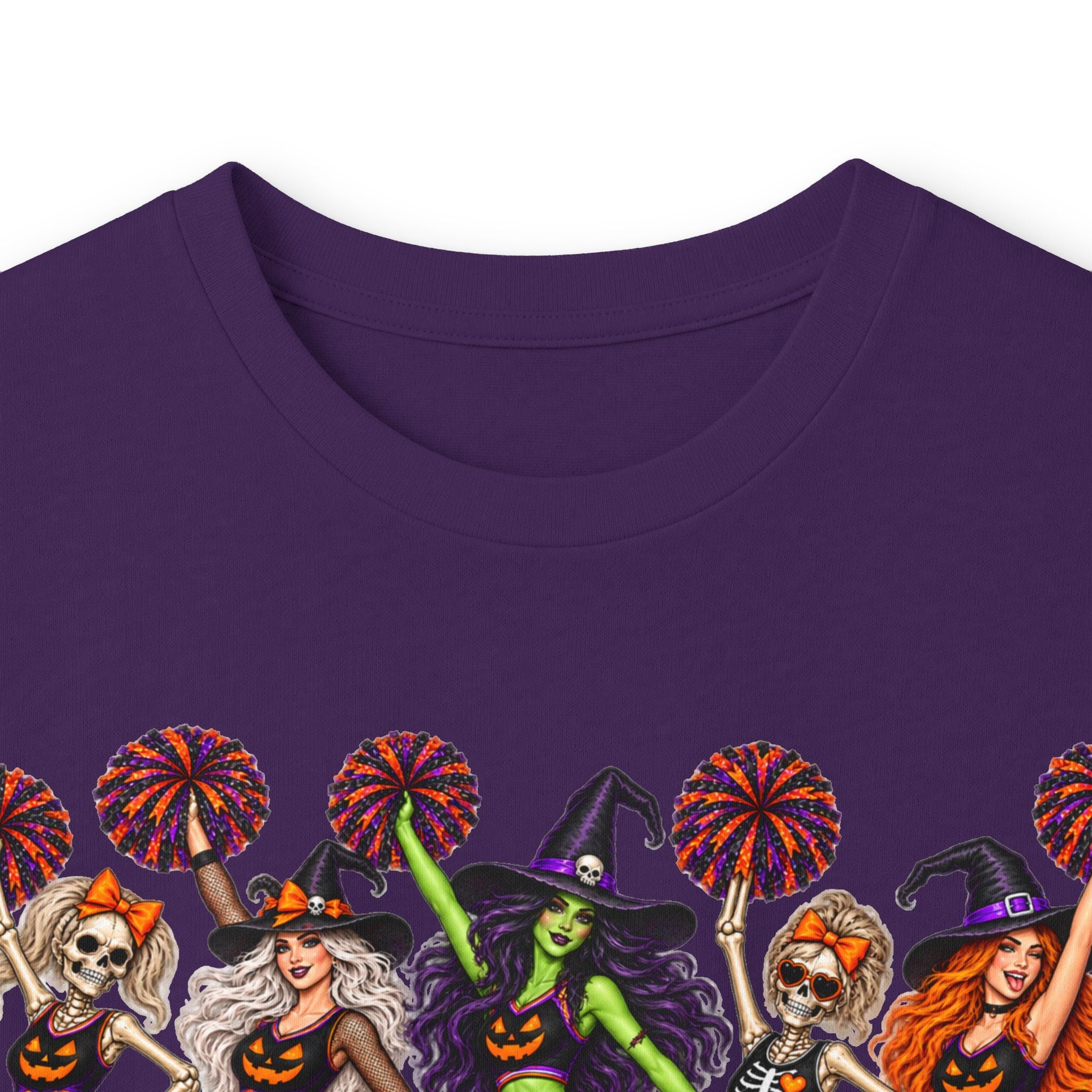Cheerleader Skeletons and Witches Halloween Long Sleeve Tee