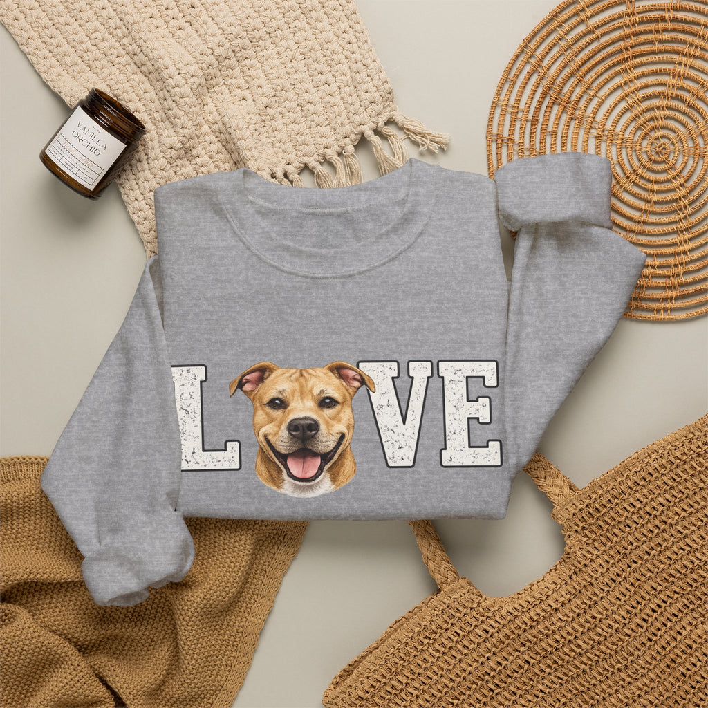 Sweatshirt — "LOVE" Dog Face Crewneck | Cute Pet Lover Pullover