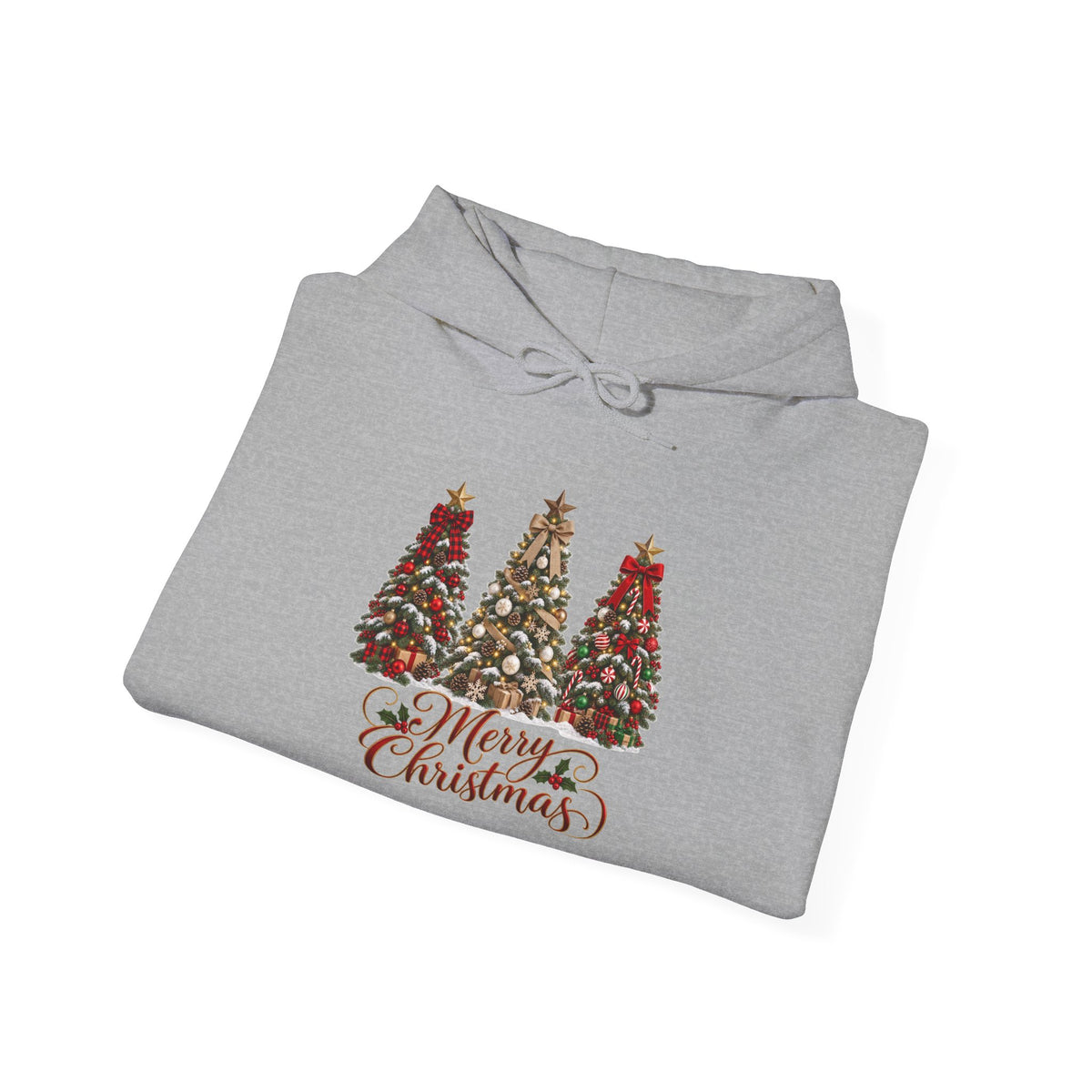 Christmas Tree Trio Hoodie – Festive Holiday Sweatshirt with 'Christmas Wishes' Design
