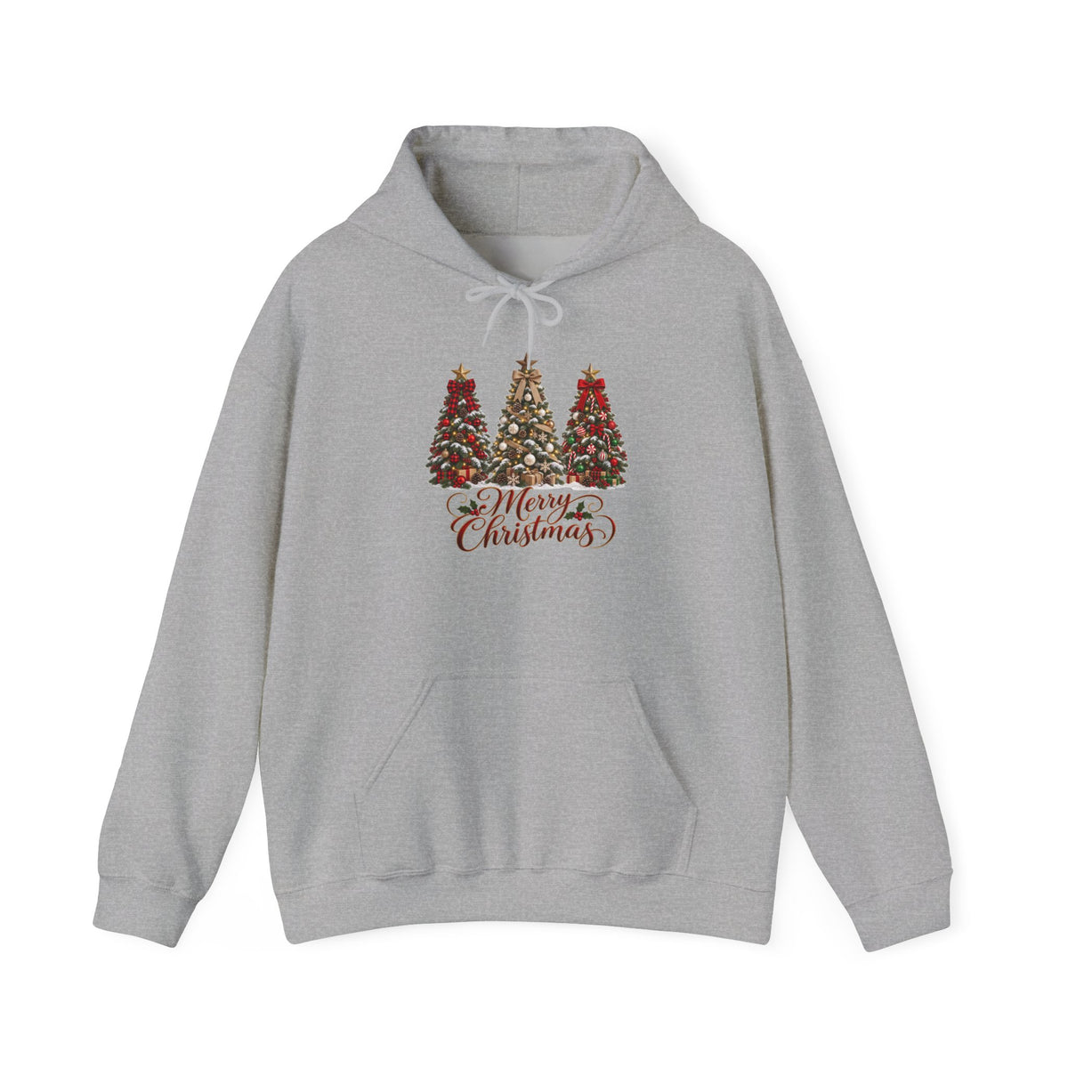 Christmas Tree Trio Hoodie – Festive Holiday Sweatshirt with 'Christmas Wishes' Design