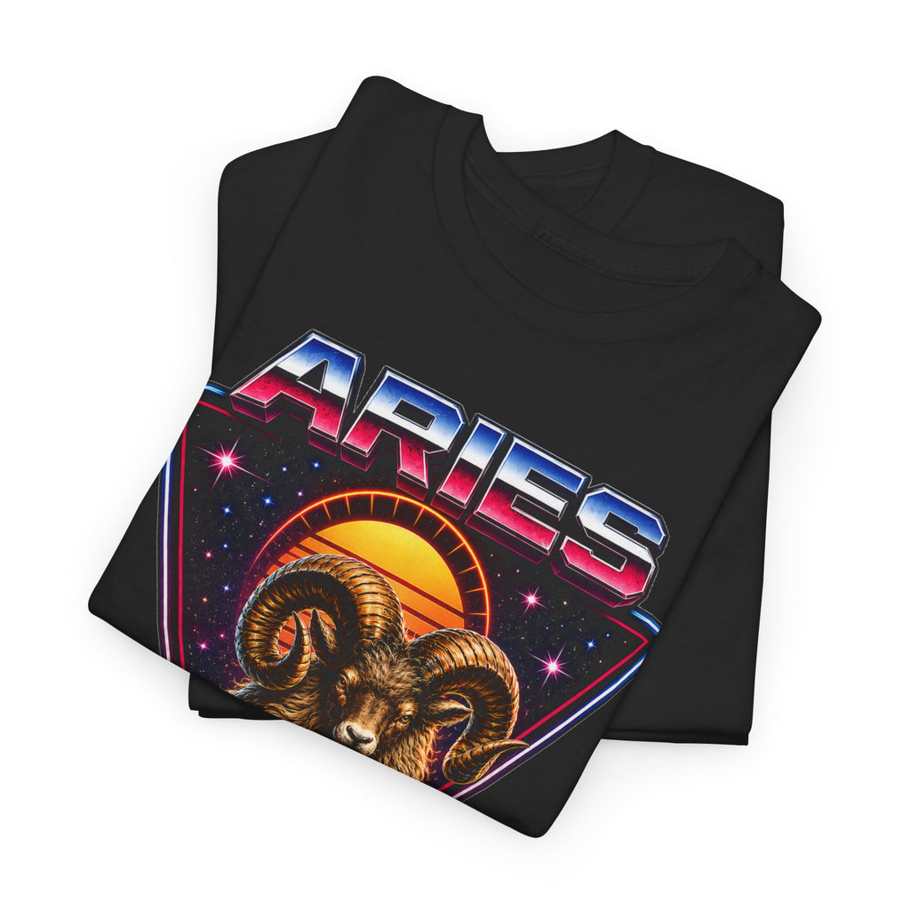 Aries Zodiac Tee — Retro 80s style Ram Astrology T-Shirt