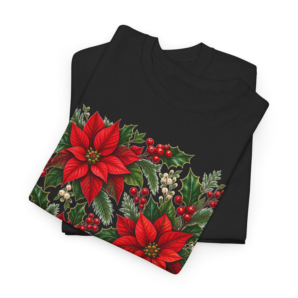 Poinsettia Square Floral Christmas Tee