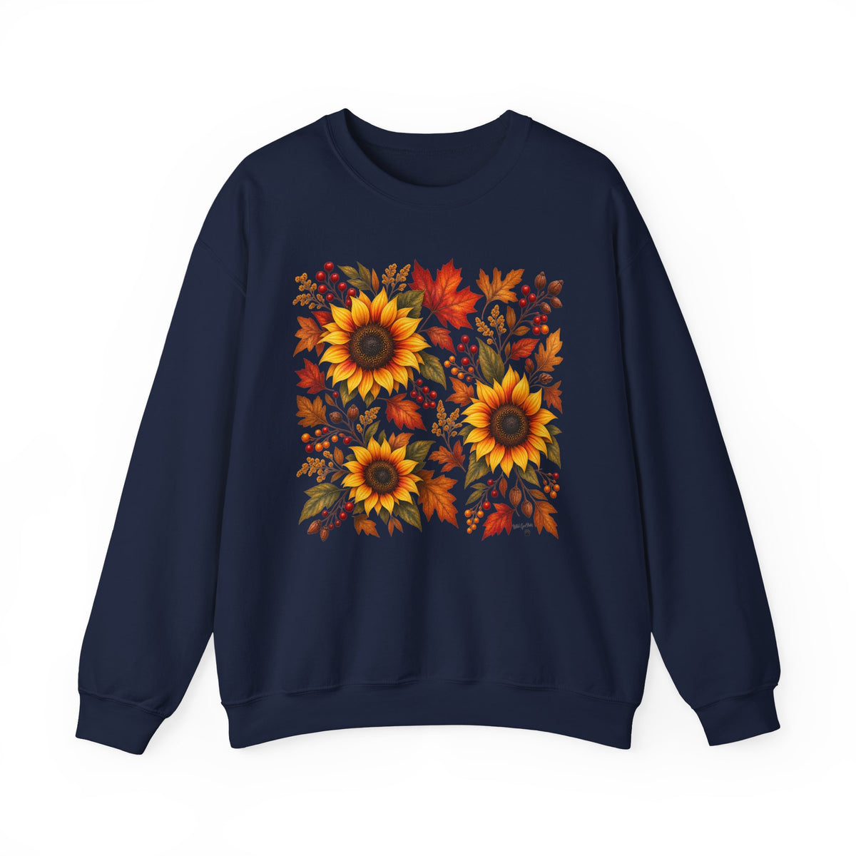 Sunflower Fall Sweatshirt - Autumn Leaves Crewneck for Women & Men