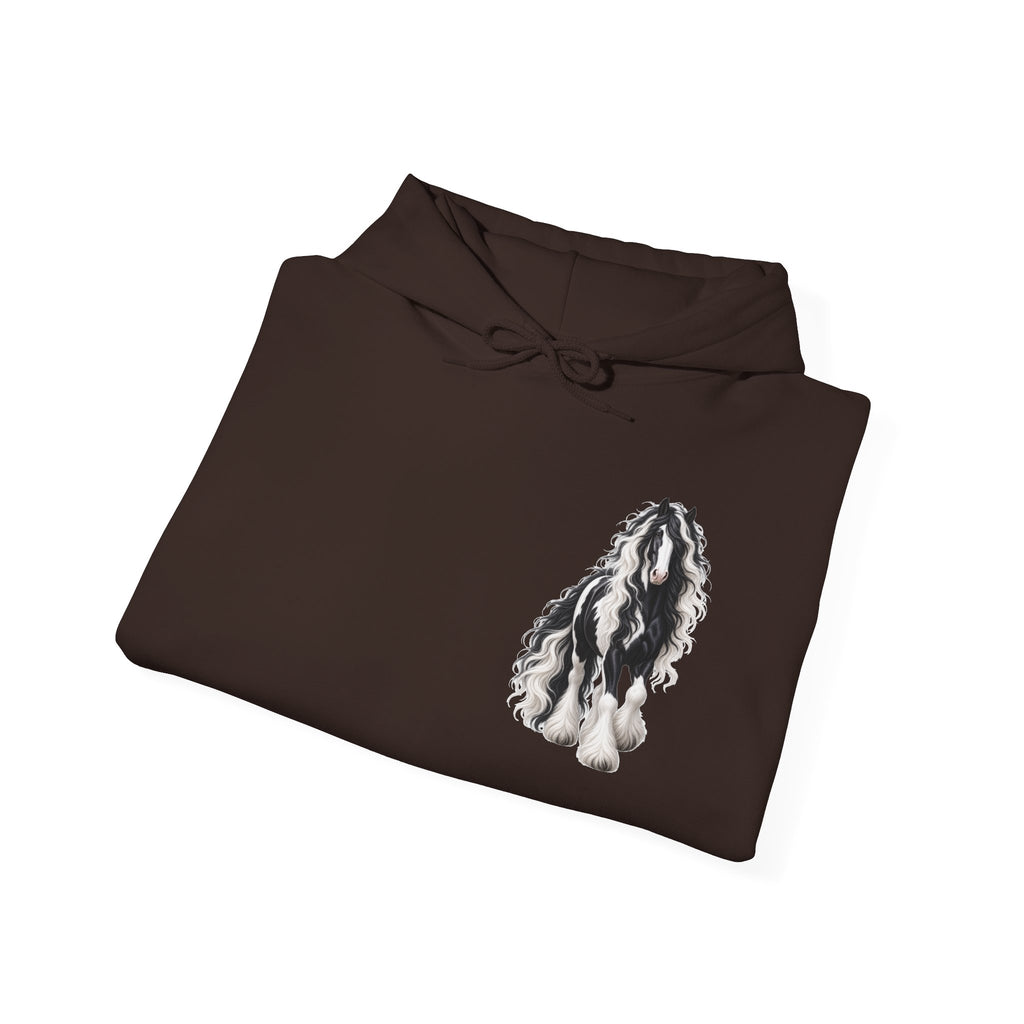 Gypsy Vanner Horse Pocket Hoodie — Small Chest Art, Equestrian Sweatshirt