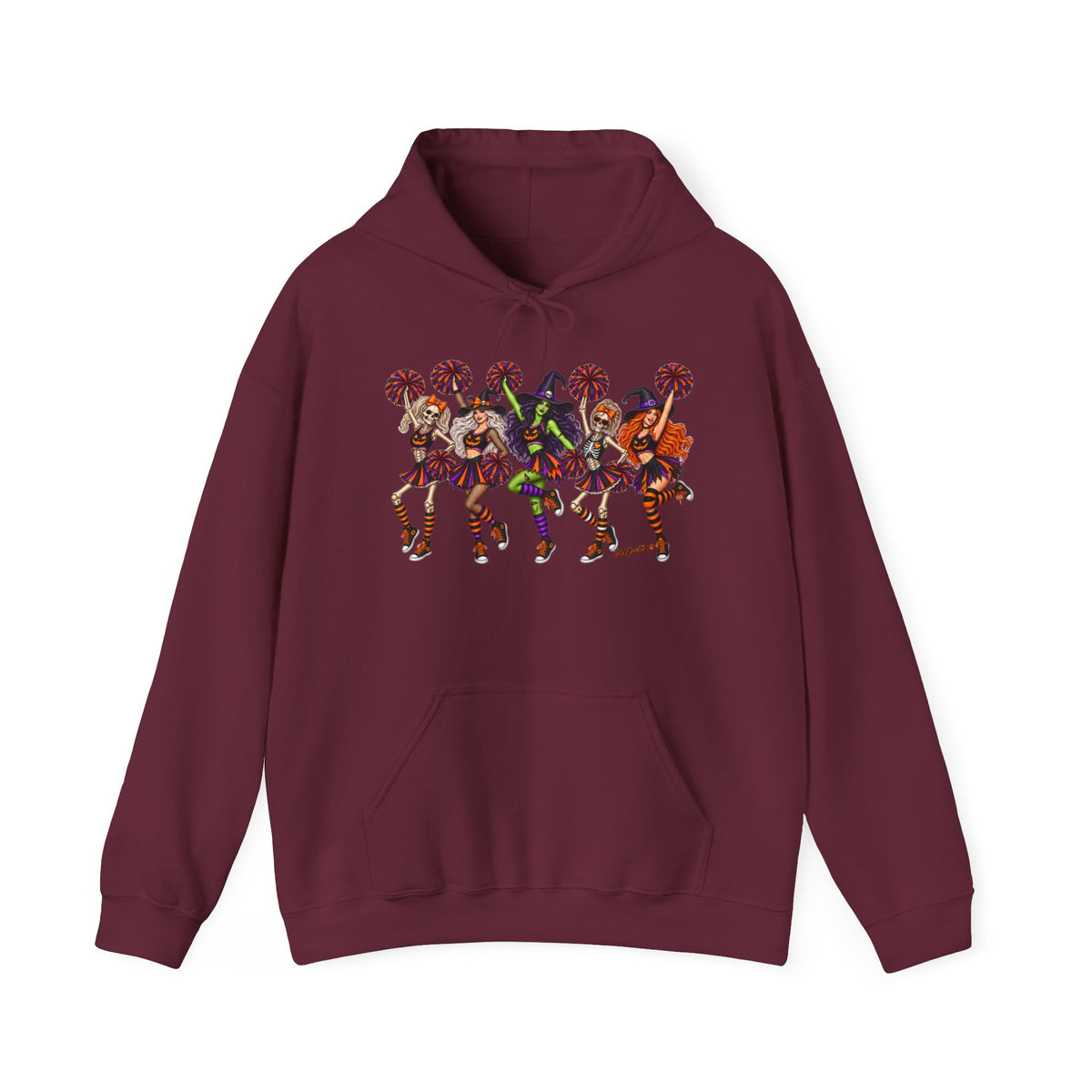 Chreerleader Squad Graphic Hoodie — Colorful Dancing Cheerleader Squad Design