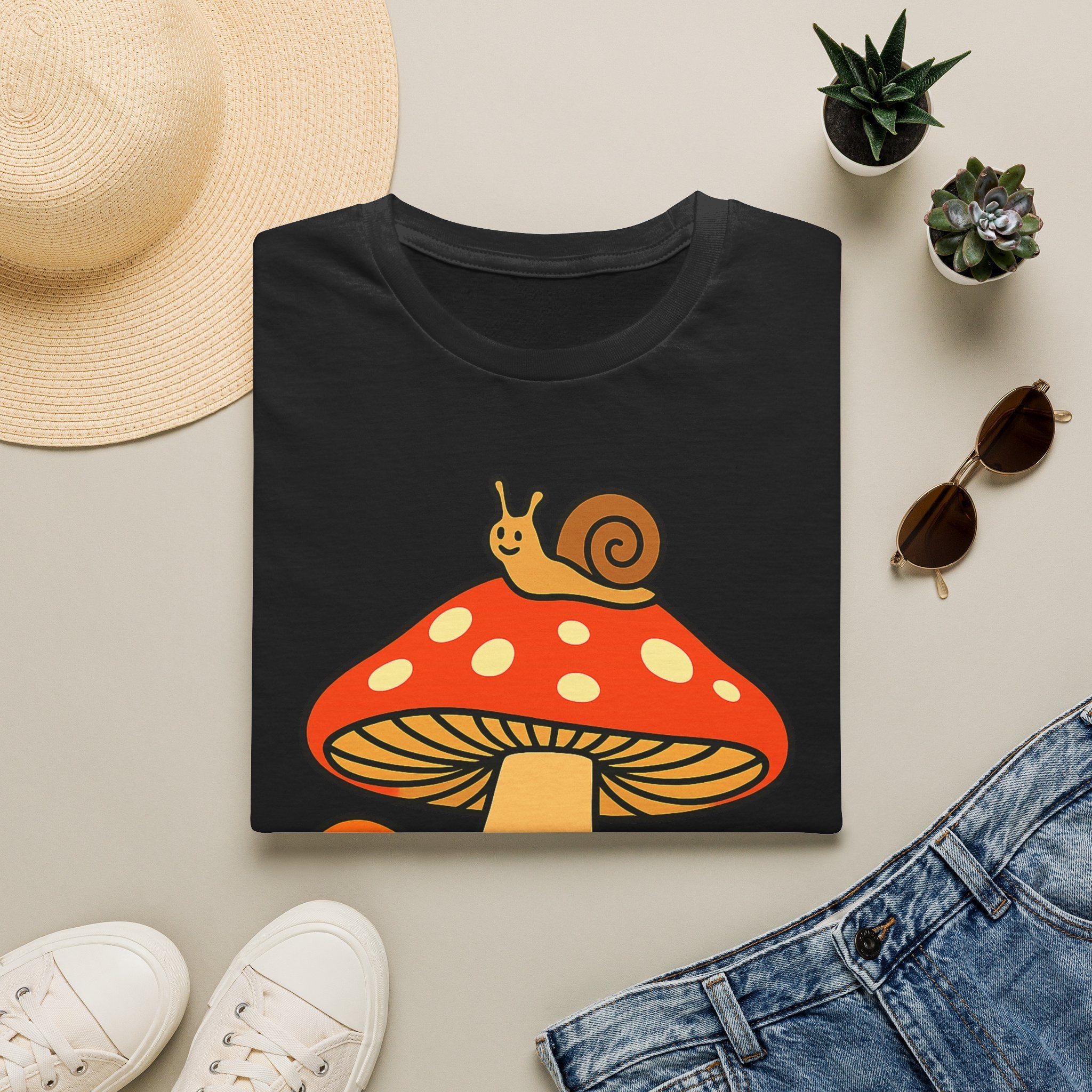 Mushroom Garden T-Shirt — Cute Snail & Frog Graphic Tee