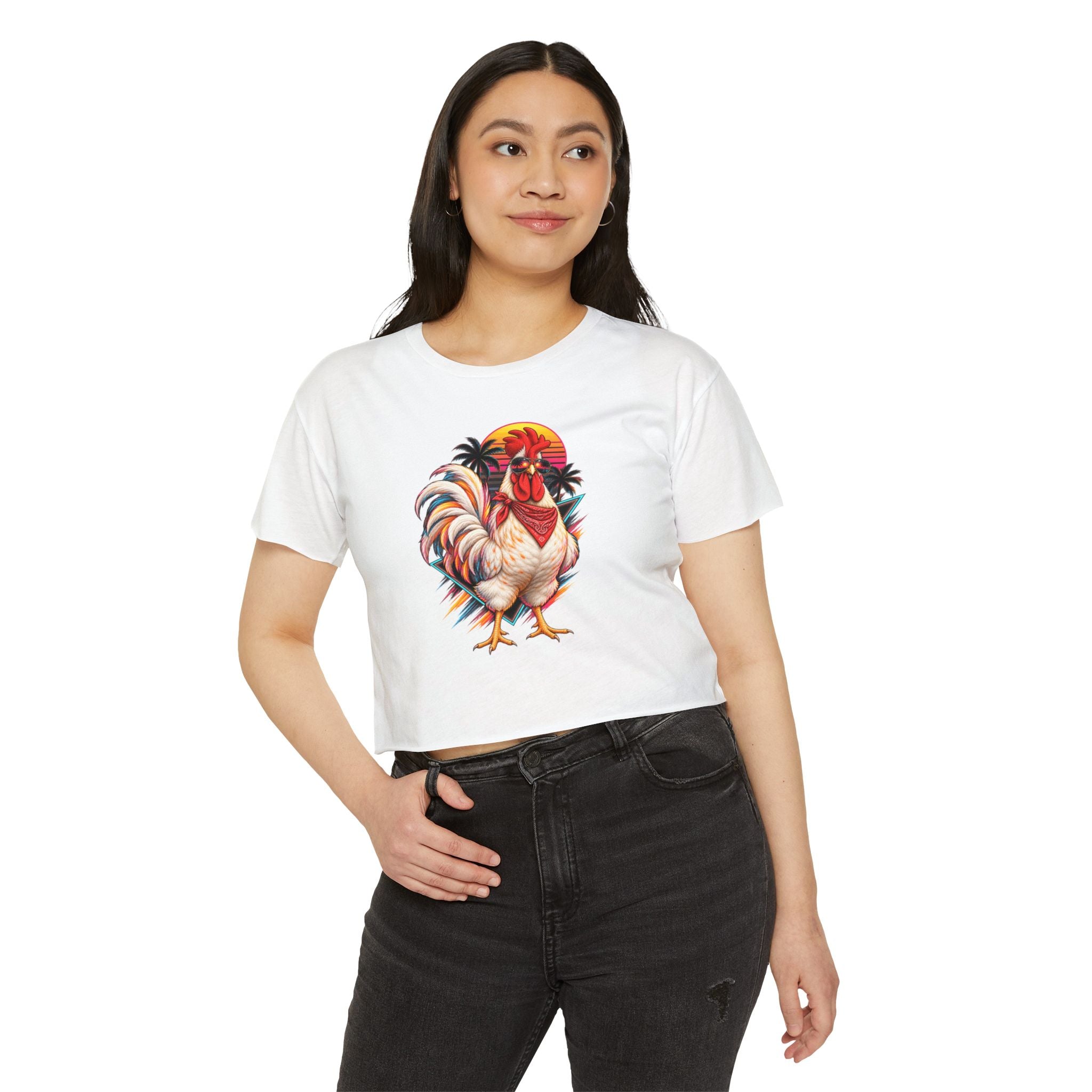Rooster Sunset Crop Top — Women's Festival Tank Top