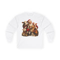 Christmas Santa with farm animals Long Sleeve Tee — Vintage Holiday Animal Shirt