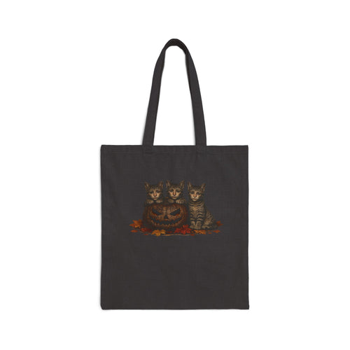 Autumn Trio Cats Cotton Tote Bag