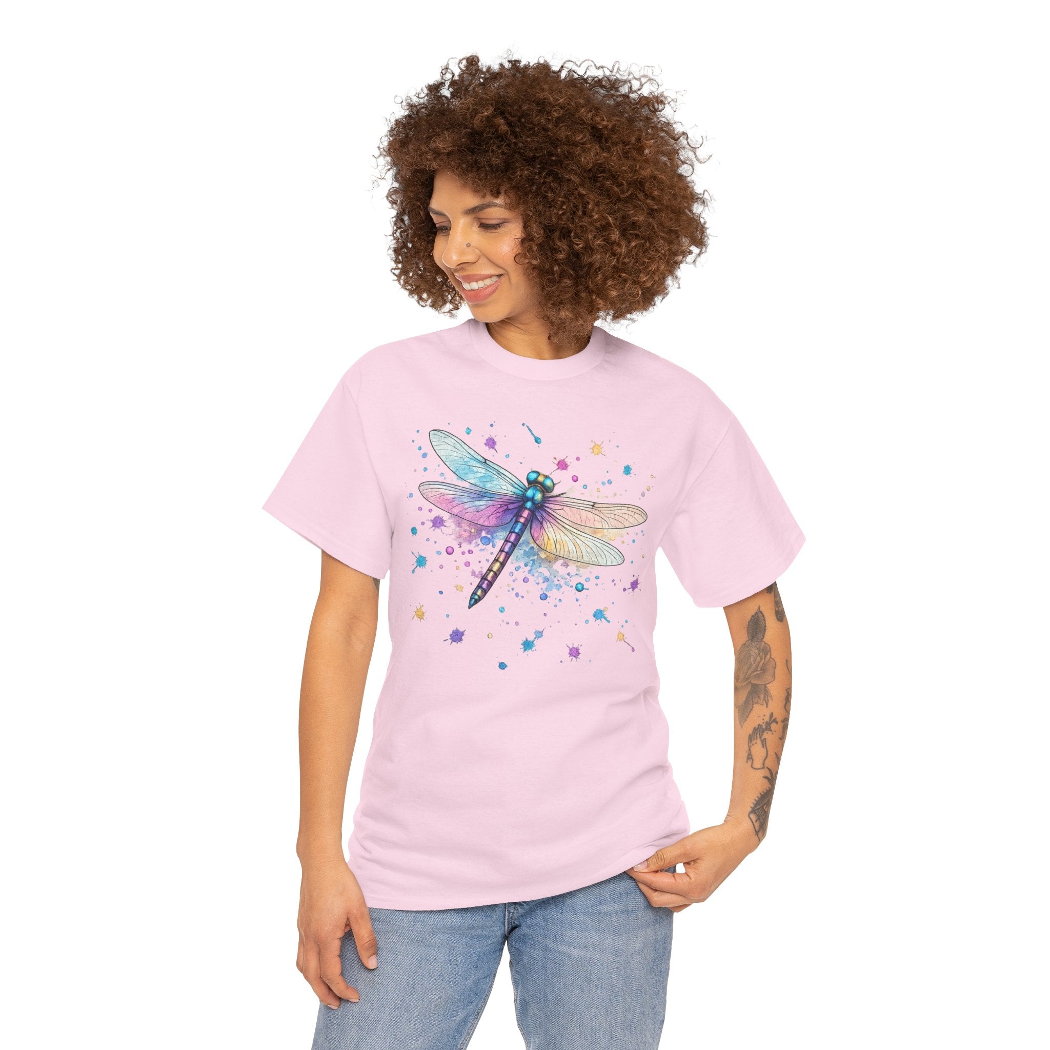 Dragonfly Watercolor T-Shirt — Pastel Splatter Nature Tee