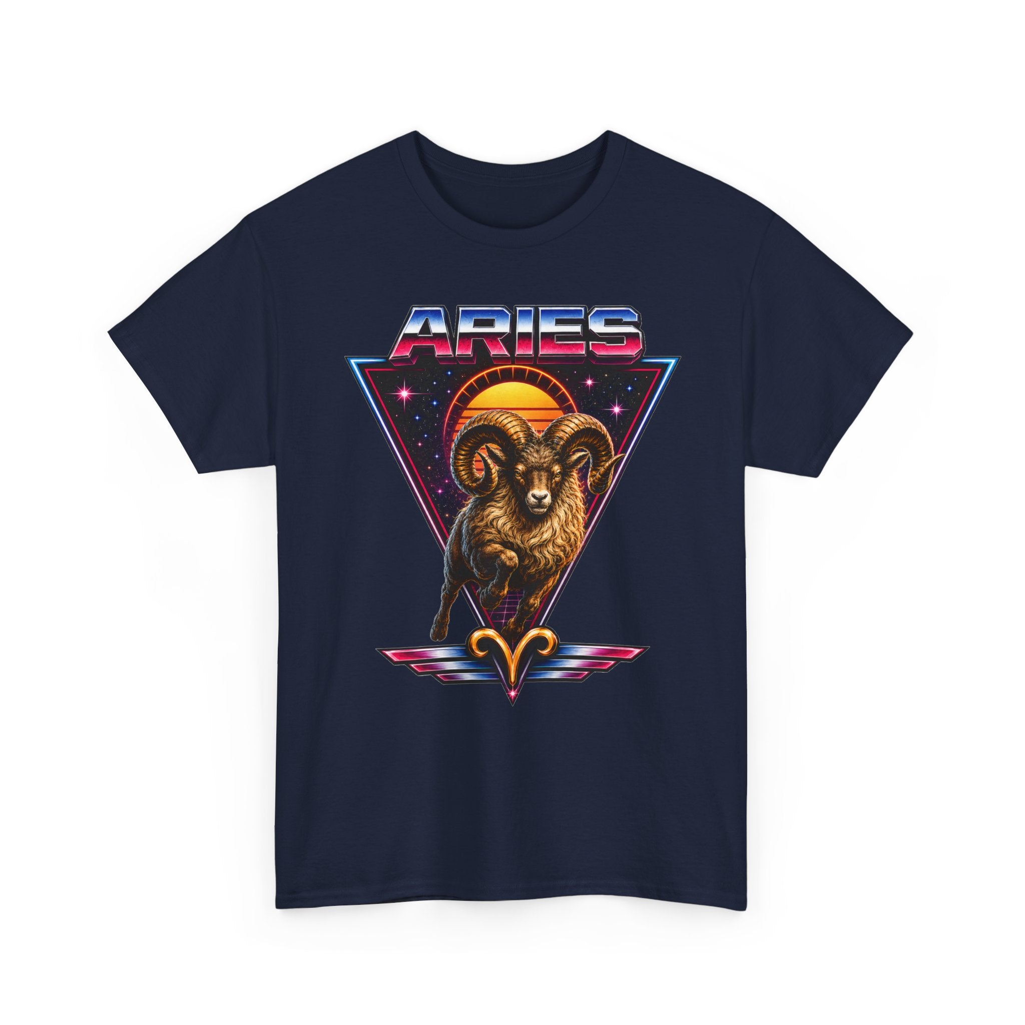 Aries Zodiac Tee — Retro 80s style Ram Astrology T-Shirt