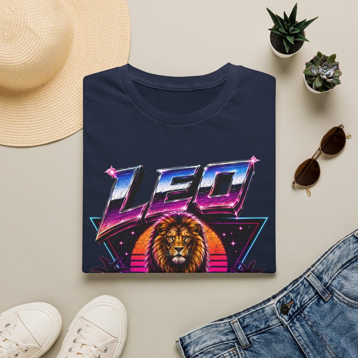 Leo Zodiac T-Shirt — Retro 80s Lion Astrology Tee
